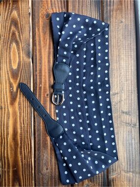 Talbot Polka Dot Navy Wide Waist Belt